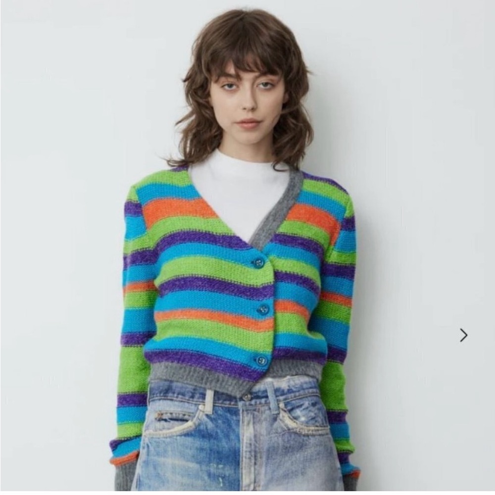 ANDERSON BELL  Marta Stripe
Asymmetric Cardigan Blue Multi Size SMALL